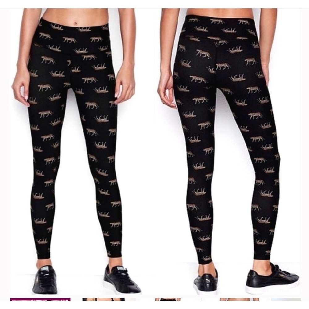 Victoria Sport Black Leopard Print High Waisted Leggings Women's M